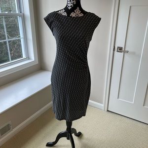 LOFT Black and White Midi Dress